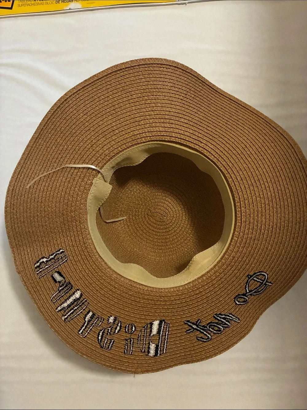 Womens Wide Brim Straw Sun Hat - Brown 